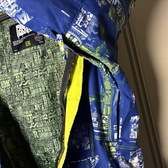 RIDE Snowboards Jacket Men LARGE Outdoor Winter Snow Ski Graphic Blue Green - Picture 11 of 13